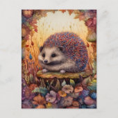 Beau Hérisson Dans La Carte Postale Art Forêt (Devant)