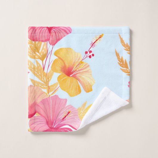 Beau Hibiscus | Fleur Tropicale Aquarelle (Gant de toilette)