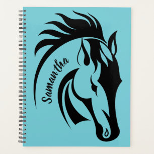 Beau Horse Noir Planificateur hebdomadaire/mensuel