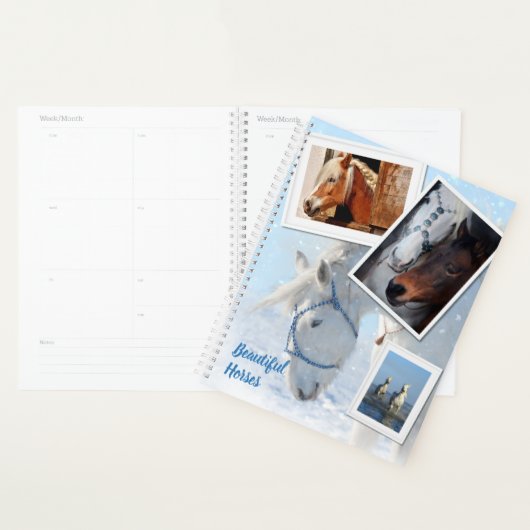 Beau Horses Photo Planner Couverture dure (Devant avec enveloppe)