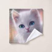 Beau Imaginaire blanc Fluffy Chat (Gant de toilette)