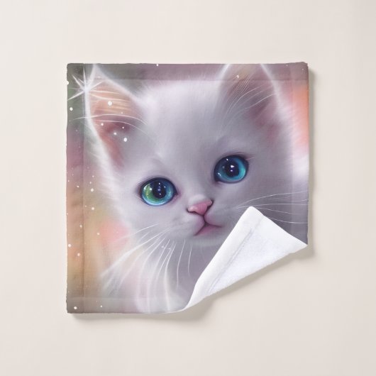 Beau Imaginaire blanc Fluffy Chat (Gant de toilette)