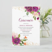 Beau Invitation floral de Quinceanera rose Bourgog (Debout devant)