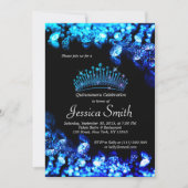 Beau Invitation royal de Diamant bleu Quinceañera (Devant)