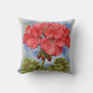 Beau Jardin de Géranium Rouge Coussin printemps ét