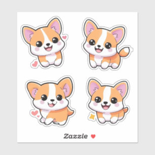 Beau Joueur Corgi Chien Cartoon Sticker Art