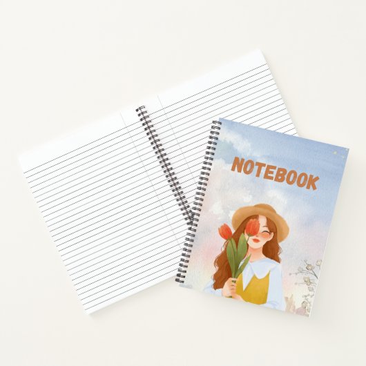 Beau Journal avec Couverture de Fille à l'Aquarell (Intérieur)