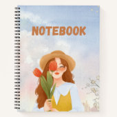 Beau Journal avec Couverture de Fille à l'Aquarell (Devant)