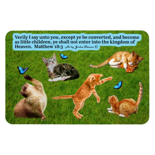 Beau Kitten Écriture Magnet Matthieu 18:3 (Horizontal)
