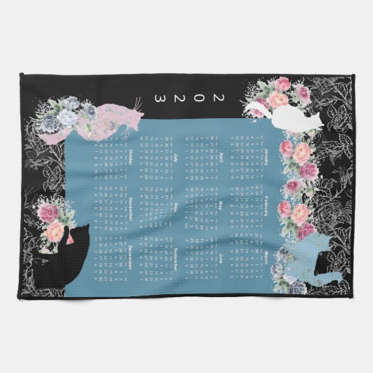 Beau Kitty Rose Garden 2023 Calendrier Serviette (Horizontal)