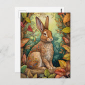 Beau Lapin Dans La Forêt D'Automne Carte Postale A (Devant / Derrière)
