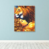 Beau Lion d'or et toile enveloppée femme (Insitu (Plancher de Bois))