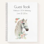 Beau Livre d'Invité Floral Boho White Horse Head (Devant)