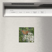 Beau Magnet de papillon orange et de fleurs blanch (In Situ (Lave-vaisselle))