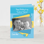 Beau Mari sur ton carte photo bleu d'anniversaire (Fleur jaune)