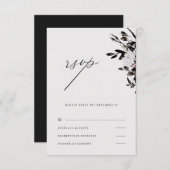 Beau mariage floral Rsvp en noir (Devant / Derrière)