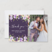 beau mariage photo à fleurs violettes merci (Devant)