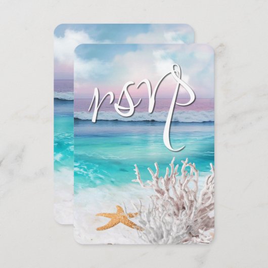 BEAU Mariage RSVP TROPICAL OCEAN (Devant / Derrière)