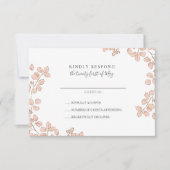 Beau Mariage Whimsical feuille minuscule rose RSVP (Devant)