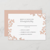 Beau Mariage Whimsical feuille minuscule rose RSVP (Devant / Derrière)