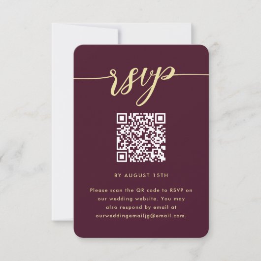 Beau Marsala Botanical Mariage QR Code RSVP (Devant)