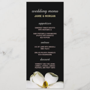 Beau menu de mariage de magnolia