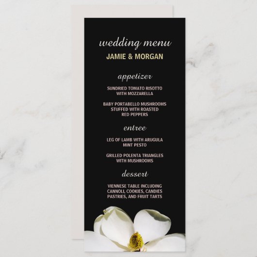 Beau menu de mariage de magnolia (Devant / Derrière)