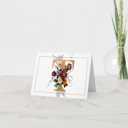 BEAU MONOGRAMME D'OR ET DE FLEURS T (Devant)