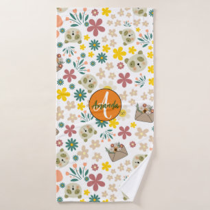 Beau monogramme floral girly feminine blanc