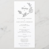 Beau Monogramme Floral Sketched Wedding Programme (Devant)