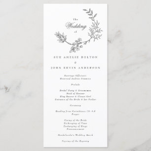 Beau Monogramme Floral Sketched Wedding Programme