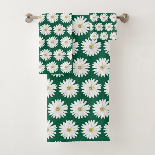 Beau Motif Fleur de marguerite sur Hunter Green (En situation)