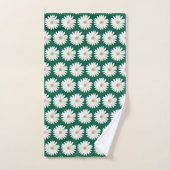 Beau Motif Fleur de marguerite sur Hunter Green (Serviette à main)