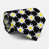 Beau Motif Fleur Edelweiss Cravate noir (Roulé)