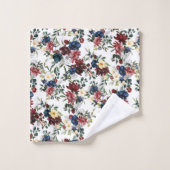 Beau motif floral Fleurs bleu rouge jaune (Gant de toilette)