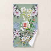 Beau motif floral Rose Fleur sauvage vert (Serviette à main)