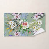 Beau motif floral Rose Fleur sauvage vert (Serviette à main)