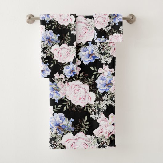 Beau motif Floral Rose Iris rose bleu (En situation)