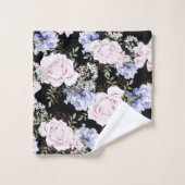 Beau motif Floral Rose Iris rose bleu (Gant de toilette)