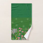 Beau motif floral sur Arrière - plan vert (Serviette à main)