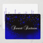 Beau Néon violet, Étoiles, Sweet 16 Invitation (Devant / Derrière)