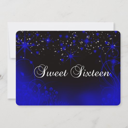 Beau Néon violet, Étoiles, Sweet 16 Invitation (Devant)