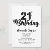 Beau noir et blanc 21e anniversaire Invitations (Devant)