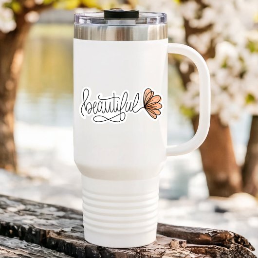 Beau ordinateur portable à fleurs Word | Sticker D