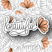 Beau ordinateur portable à fleurs Word | Sticker D