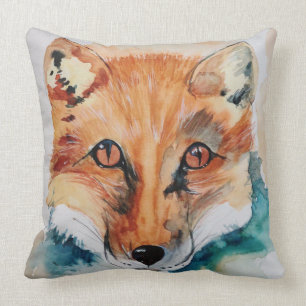 Beau oreiller aquarelle renard peint oreiller