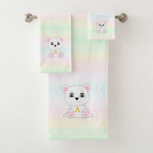 Beau ours polaire aux tons pastel multicolores (En situation)