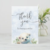 Beau Ours Polaire Bleu Neige d'hiver Carte de reme (Debout devant)