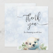 Beau Ours Polaire Bleu Neige d'hiver Carte de reme (Devant / Derrière)