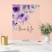 beau panneau acrylique floral lilas (Mariage)